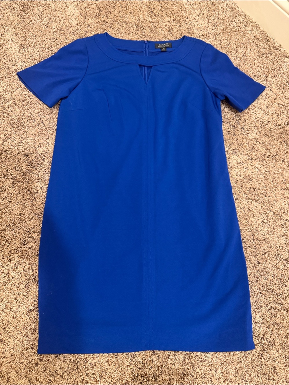 Tahari ASL Cobalt Blue Short Sleeve Shift Dress